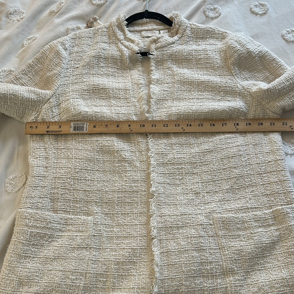 Chicos fringe tweed coat cream XL - Picture 5 of 6